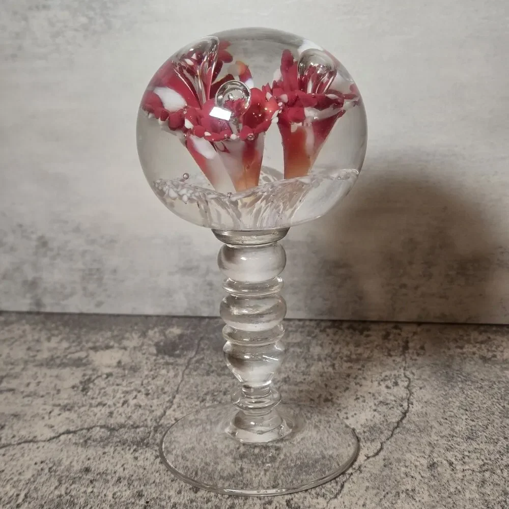 Footed Floral Paperweight on Pedestol 7